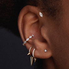 Load image into Gallery viewer, Triple Long Spike Diamond Eternity Hoop Earring (8mm)
