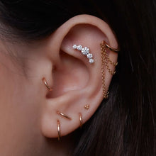 Load image into Gallery viewer, Invisible Set Five Diamond Open Curve Threaded Stud Earring