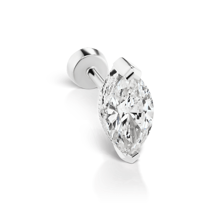 Marquise Diamond Threaded Stud Earring (6mm)