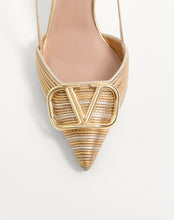 Load image into Gallery viewer, VLogo Signature Metallic Slingback Pumps With Cornely Embroidery 80Mm