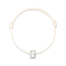 Load image into Gallery viewer, L'Arc Voyage Charm PM, 18k White Gold with Galerie Diamonds on Silk Cord Bracelet - DAVIDOR