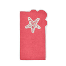 Load image into Gallery viewer, Seferî Embroidered Napkin - Under the Sea - Coral - Set of 4