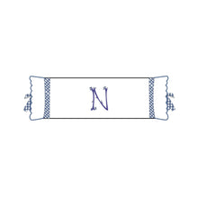Load image into Gallery viewer, Seferî Flower Garden Bolster Cushion Cover with Monogram Embroidery - Blue