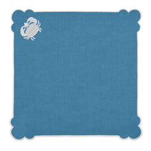 Load image into Gallery viewer, Seferî Embroidered Napkin - Under the Sea - Blue - Set of 4