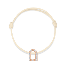 Load image into Gallery viewer, L'Arc Voyage Charm GM, 18k Rose Gold with Galerie Diamonds on Silk Cord Bracelet - DAVIDOR