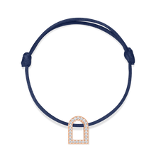 Load image into Gallery viewer, L'Arc Voyage Charm GM, 18k Rose Gold with Galerie Diamonds on Silk Cord Bracelet - DAVIDOR