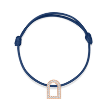 Load image into Gallery viewer, L'Arc Voyage Charm GM, 18k Rose Gold with Galerie Diamonds on Silk Cord Bracelet - DAVIDOR