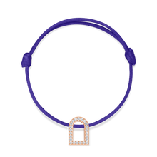 Load image into Gallery viewer, L'Arc Voyage Charm GM, 18k Rose Gold with Galerie Diamonds on Silk Cord Bracelet - DAVIDOR