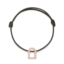 Load image into Gallery viewer, L'Arc Voyage Charm GM, 18k Rose Gold with Galerie Diamonds on Silk Cord Bracelet - DAVIDOR