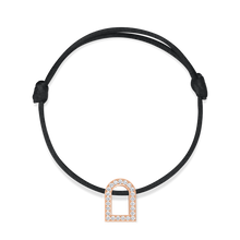 Load image into Gallery viewer, L'Arc Voyage Charm GM, 18k Rose Gold with Galerie Diamonds on Silk Cord Bracelet - DAVIDOR