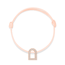 Load image into Gallery viewer, L'Arc Voyage Charm GM, 18k Rose Gold with Galerie Diamonds on Silk Cord Bracelet - DAVIDOR