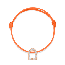 Load image into Gallery viewer, L'Arc Voyage Charm GM, 18k Rose Gold with Galerie Diamonds on Silk Cord Bracelet - DAVIDOR