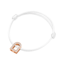 Load image into Gallery viewer, L'Arc Voyage Charm GM, 18k Rose Gold with Galerie Diamonds on Silk Cord Bracelet - DAVIDOR