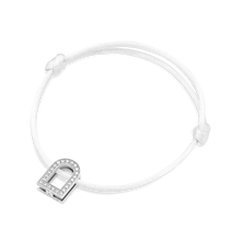 Load image into Gallery viewer, L'Arc Voyage Charm GM, 18k White Gold with Galerie Diamonds on Silk Cord Bracelet - DAVIDOR