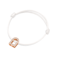 Load image into Gallery viewer, L'Arc Voyage Charm GM, 18k Rose Gold with Galerie Diamonds on Silk Cord Bracelet - DAVIDOR