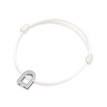Load image into Gallery viewer, L'Arc Voyage Charm GM, 18k White Gold with Galerie Diamonds on Silk Cord Bracelet - DAVIDOR