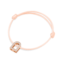 Load image into Gallery viewer, L'Arc Voyage Charm GM, 18k Rose Gold with Galerie Diamonds on Silk Cord Bracelet - DAVIDOR
