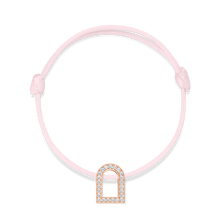 Load image into Gallery viewer, L'Arc Voyage Charm GM, 18k Rose Gold with Galerie Diamonds on Silk Cord Bracelet - DAVIDOR
