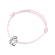 Load image into Gallery viewer, L'Arc Voyage Charm GM, 18k White Gold with Galerie Diamonds on Silk Cord Bracelet - DAVIDOR