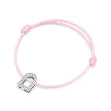 Load image into Gallery viewer, L'Arc Voyage Charm GM, 18k White Gold with Galerie Diamonds on Silk Cord Bracelet - DAVIDOR