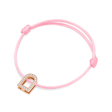 Load image into Gallery viewer, L'Arc Voyage Charm GM, 18k Rose Gold with Galerie Diamonds on Silk Cord Bracelet - DAVIDOR