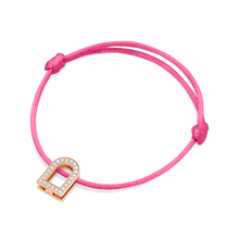 Load image into Gallery viewer, L'Arc Voyage Charm GM, 18k Rose Gold with Galerie Diamonds on Silk Cord Bracelet - DAVIDOR