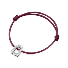 Load image into Gallery viewer, L'Arc Voyage Charm GM, 18k White Gold with Galerie Diamonds on Silk Cord Bracelet - DAVIDOR