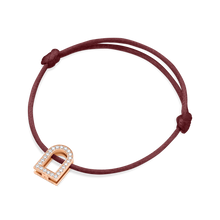 Load image into Gallery viewer, L'Arc Voyage Charm GM, 18k Rose Gold with Galerie Diamonds on Silk Cord Bracelet - DAVIDOR