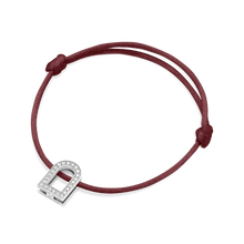 Load image into Gallery viewer, L'Arc Voyage Charm GM, 18k White Gold with Galerie Diamonds on Silk Cord Bracelet - DAVIDOR