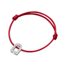 Load image into Gallery viewer, L'Arc Voyage Charm GM, 18k White Gold with Galerie Diamonds on Silk Cord Bracelet - DAVIDOR