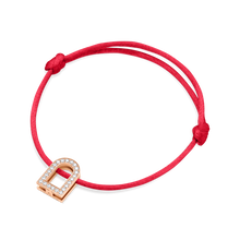 Load image into Gallery viewer, L'Arc Voyage Charm GM, 18k Rose Gold with Galerie Diamonds on Silk Cord Bracelet - DAVIDOR