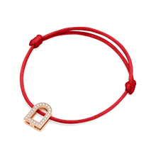 Load image into Gallery viewer, L'Arc Voyage Charm GM, 18k Rose Gold with Galerie Diamonds on Silk Cord Bracelet - DAVIDOR