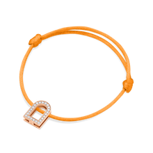 Load image into Gallery viewer, L'Arc Voyage Charm GM, 18k Rose Gold with Galerie Diamonds on Silk Cord Bracelet - DAVIDOR