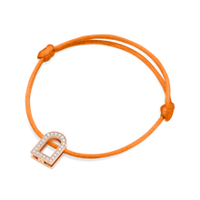 Load image into Gallery viewer, L'Arc Voyage Charm GM, 18k Rose Gold with Galerie Diamonds on Silk Cord Bracelet - DAVIDOR