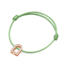 Load image into Gallery viewer, L'Arc Voyage Charm GM, 18k Rose Gold with Galerie Diamonds on Silk Cord Bracelet - DAVIDOR