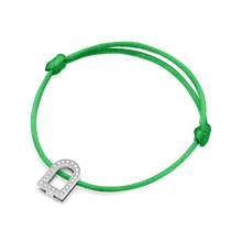 Load image into Gallery viewer, L'Arc Voyage Charm GM, 18k White Gold with Galerie Diamonds on Silk Cord Bracelet - DAVIDOR