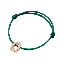 Load image into Gallery viewer, L'Arc Voyage Charm GM, 18k Rose Gold with Galerie Diamonds on Silk Cord Bracelet - DAVIDOR