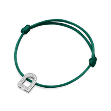 Load image into Gallery viewer, L'Arc Voyage Charm GM, 18k White Gold with Galerie Diamonds on Silk Cord Bracelet - DAVIDOR
