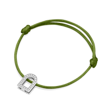 Load image into Gallery viewer, L'Arc Voyage Charm GM, 18k White Gold with Galerie Diamonds on Silk Cord Bracelet - DAVIDOR