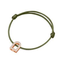 Load image into Gallery viewer, L'Arc Voyage Charm GM, 18k Rose Gold with Galerie Diamonds on Silk Cord Bracelet - DAVIDOR