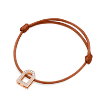 Load image into Gallery viewer, L'Arc Voyage Charm GM, 18k Rose Gold with Galerie Diamonds on Silk Cord Bracelet - DAVIDOR