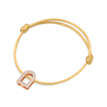 Load image into Gallery viewer, L'Arc Voyage Charm GM, 18k Rose Gold with Galerie Diamonds on Silk Cord Bracelet - DAVIDOR