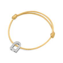 Load image into Gallery viewer, L'Arc Voyage Charm GM, 18k White Gold with Galerie Diamonds on Silk Cord Bracelet - DAVIDOR