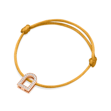 Load image into Gallery viewer, L'Arc Voyage Charm GM, 18k Rose Gold with Galerie Diamonds on Silk Cord Bracelet - DAVIDOR