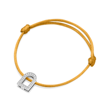 Load image into Gallery viewer, L'Arc Voyage Charm GM, 18k White Gold with Galerie Diamonds on Silk Cord Bracelet - DAVIDOR
