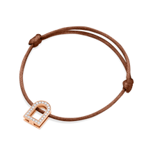 Load image into Gallery viewer, L'Arc Voyage Charm GM, 18k Rose Gold with Galerie Diamonds on Silk Cord Bracelet - DAVIDOR