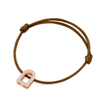 Load image into Gallery viewer, L'Arc Voyage Charm GM, 18k Rose Gold with Galerie Diamonds on Silk Cord Bracelet - DAVIDOR