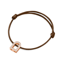 Load image into Gallery viewer, L'Arc Voyage Charm GM, 18k Rose Gold with Galerie Diamonds on Silk Cord Bracelet - DAVIDOR
