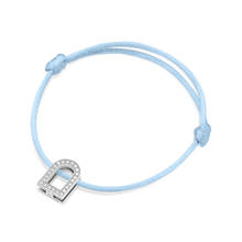 Load image into Gallery viewer, L'Arc Voyage Charm GM, 18k White Gold with Galerie Diamonds on Silk Cord Bracelet - DAVIDOR
