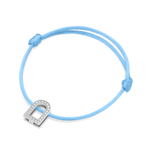 Load image into Gallery viewer, L'Arc Voyage Charm GM, 18k White Gold with Galerie Diamonds on Silk Cord Bracelet - DAVIDOR